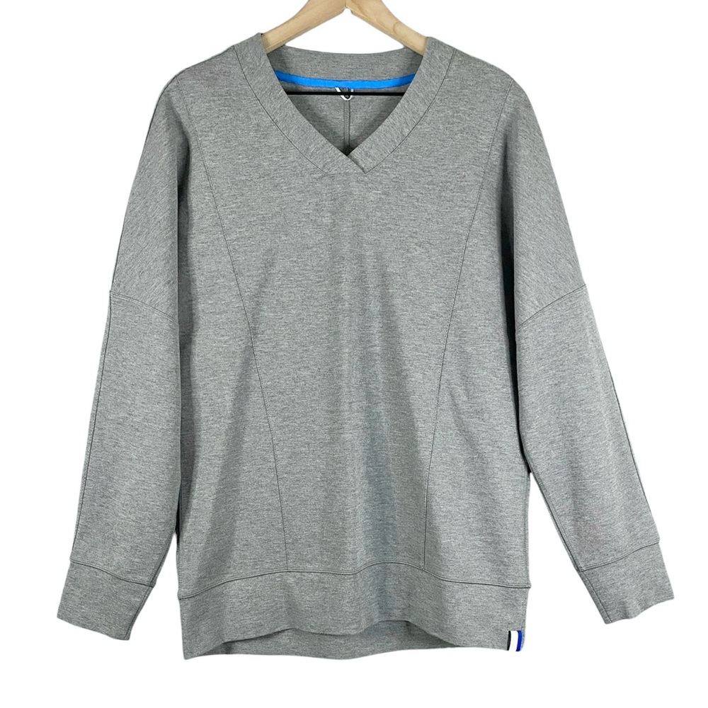 Men’s Kit and Ace V-Neck Long Sleeve Pull Over Sweatshirt in Gray Size Large